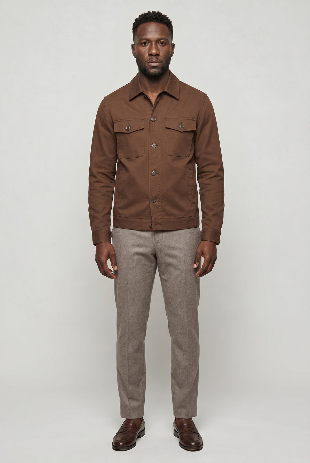 Pánská bunda kávově hnědá – twill, košilová bunda (overshirt), bavlna, prémiová kvalita