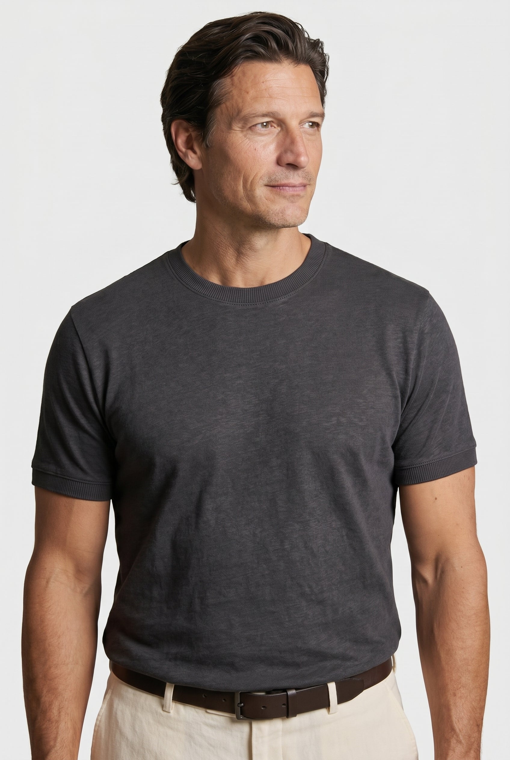 T-Shirt til Mænd - Antraciet - Lin - Slim Fit - frame 4