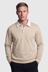 Sweatshirt til Mænd - Beige - Fleece - Kontrastkrave Polokrave - Beige - Sweatre - Valmont Wear