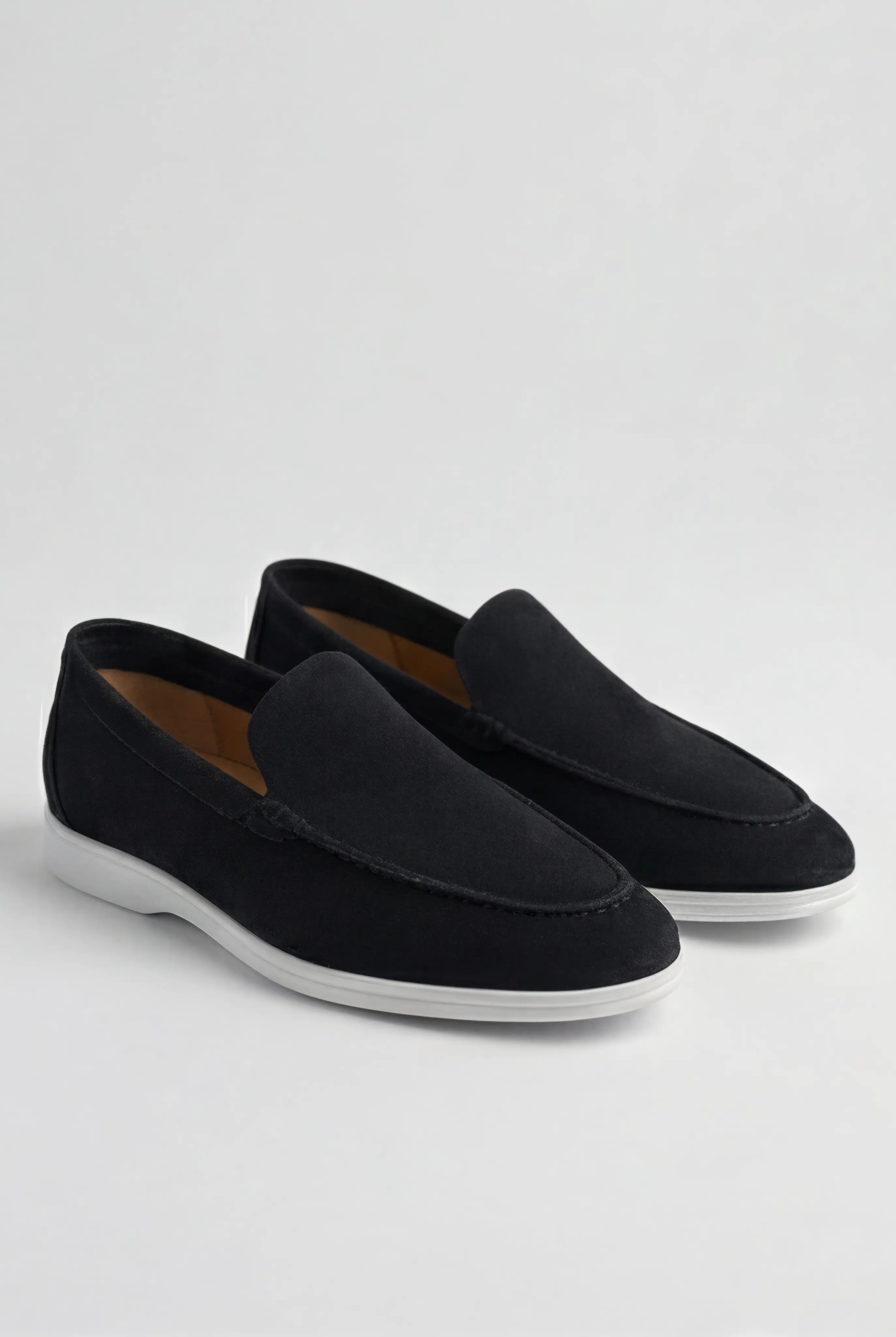 Casual Herre Loafers Slip-On – Sort PU med Ruskindslook