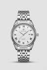 Herreur i rustfrit stål med hvid skive, romertal og dato – Elegant quartz ur - Default Title - Ur - Valmont Wear