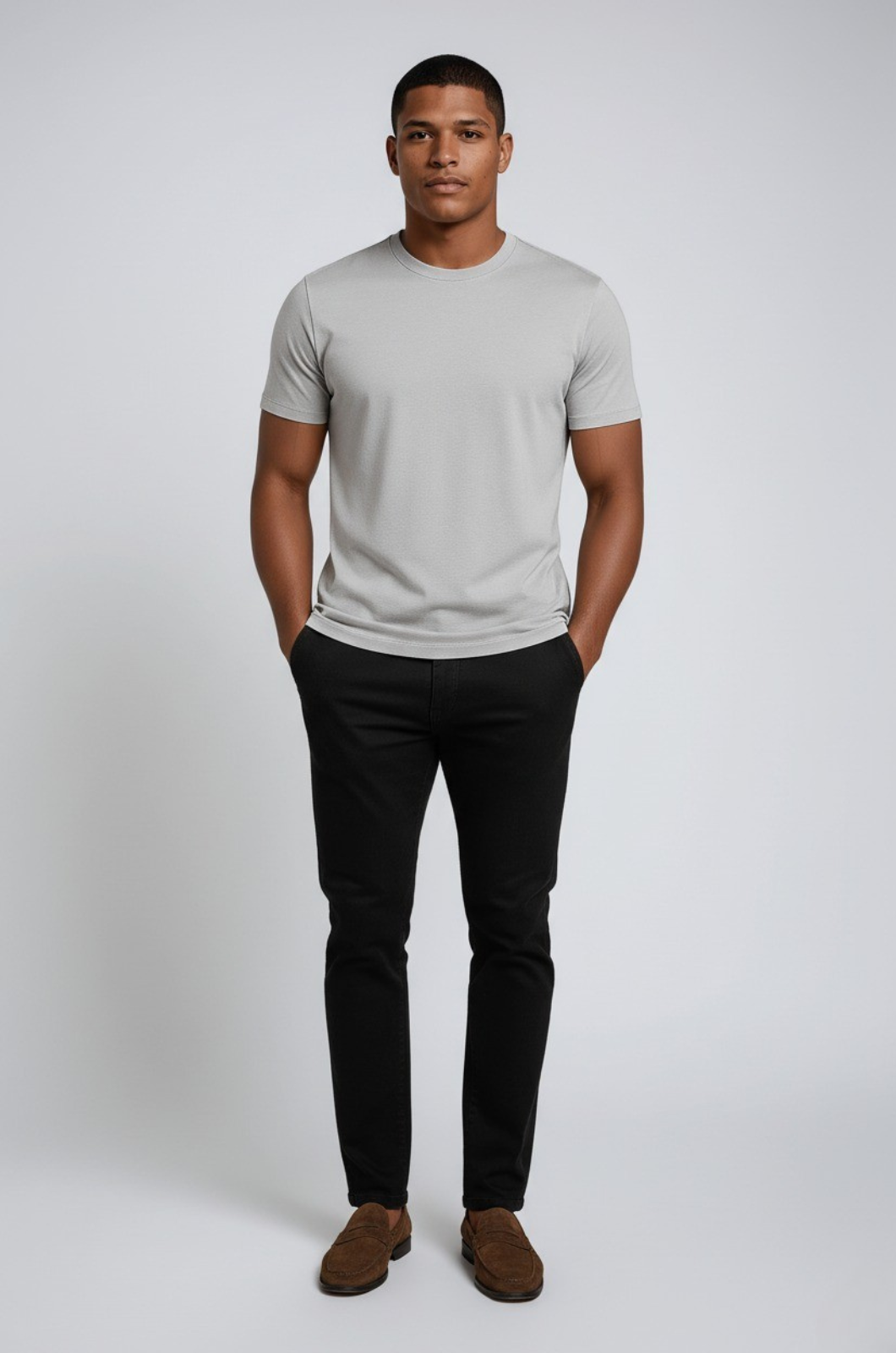 Herre Slim-Fit T-Shirt i Sølv Mist - - Herre T-shirts - Valmont Wear