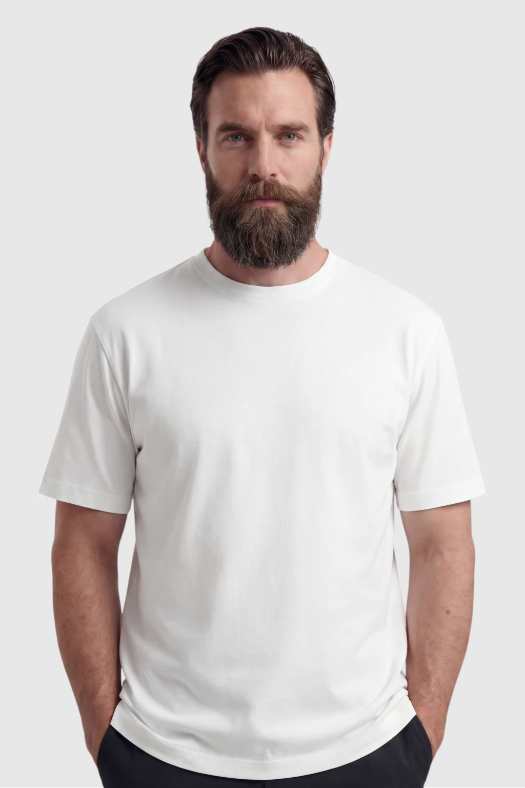 Herre T-shirt i Bomuld – Åndbar Kortærmet Rund Hals – Hvid