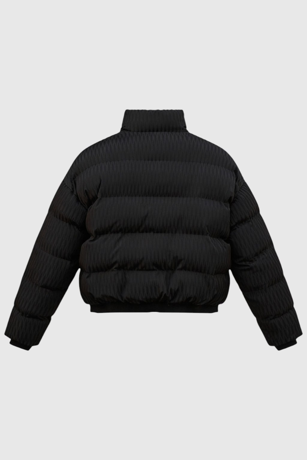 Kort quiltet pufferjakke med ståkrave – sort