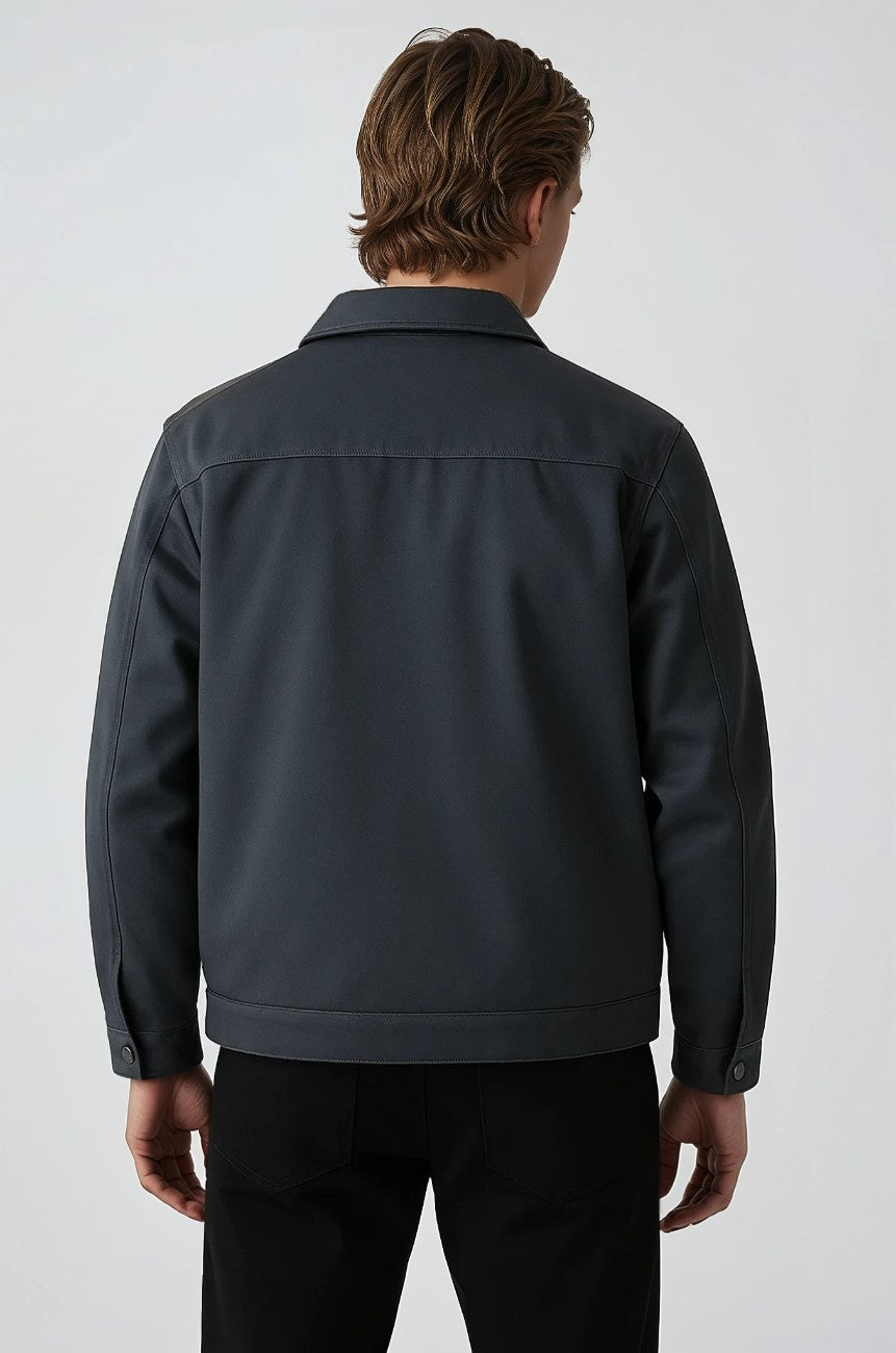 Letvægts Twill Jakke til Mænd – Mørkegrå – Regular Fit - - Jakker - Valmont Wear