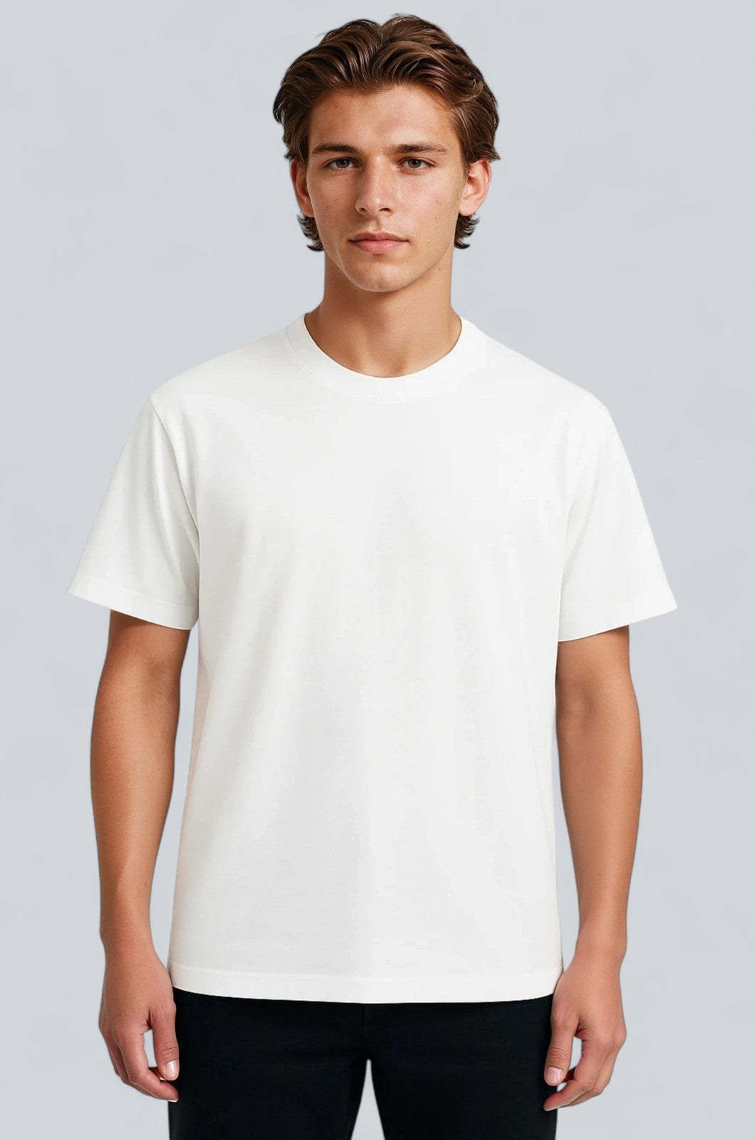 Herre T-shirt i Bomuld – Åndbar Kortærmet Rund Hals – Hvid - - Herre T-shirts - Valmont Wear