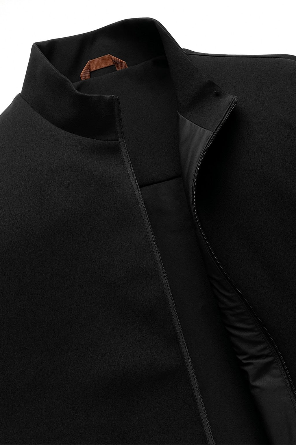 Herre Casual Ståkrave Vest med Lynlås – Sort Bomuldsblanding - - Veste - Valmont Wear