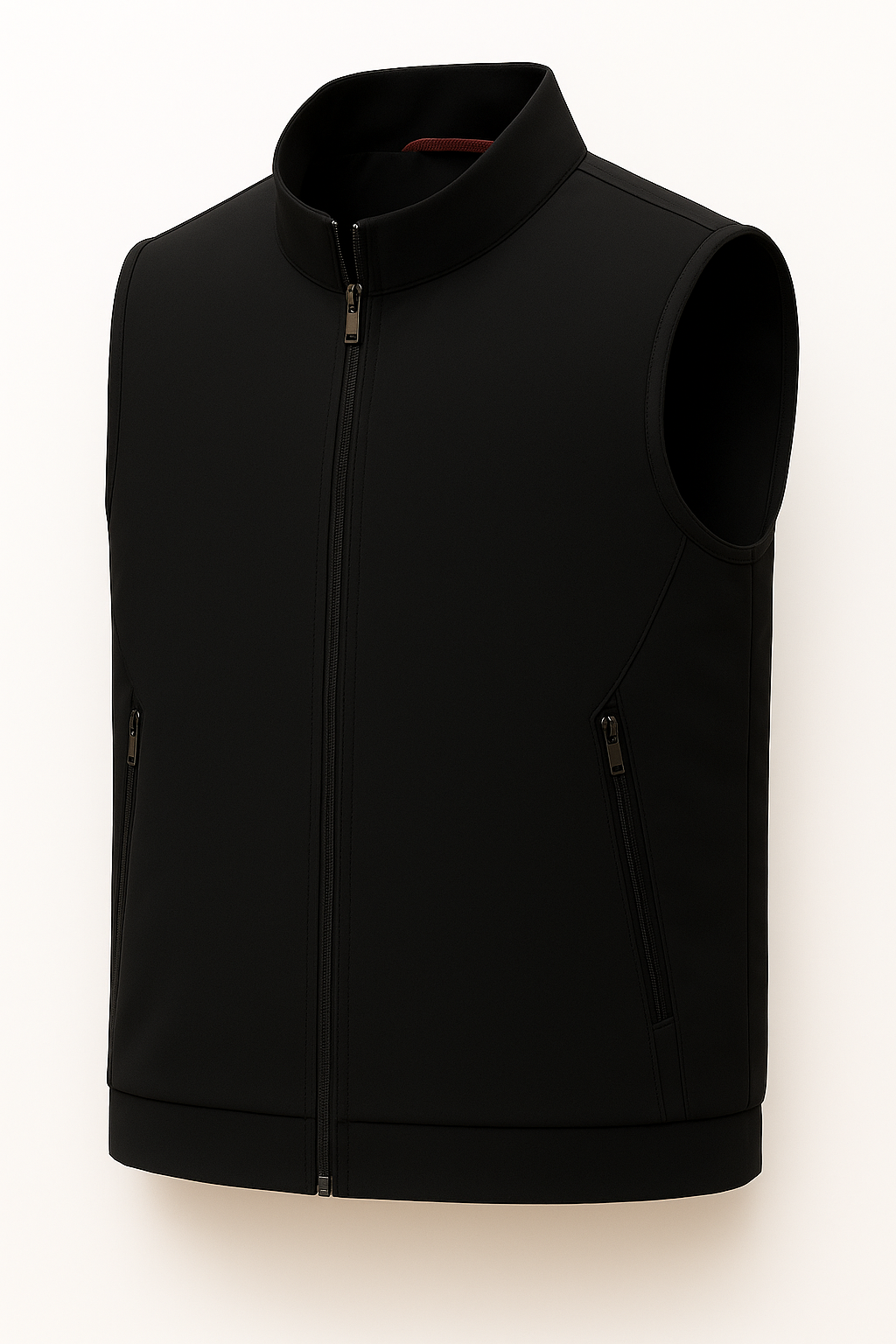 Herre Casual Ståkrave Vest med Lynlås – Sort Bomuldsblanding - - Veste - Valmont Wear