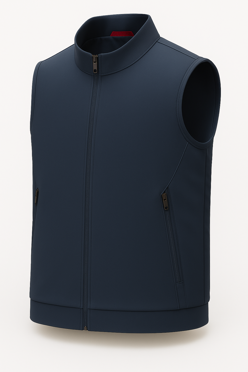 Herre Casual Ståkrave Vest med Lynlås – Marineblå Bomuldsblanding - - Veste - Valmont Wear