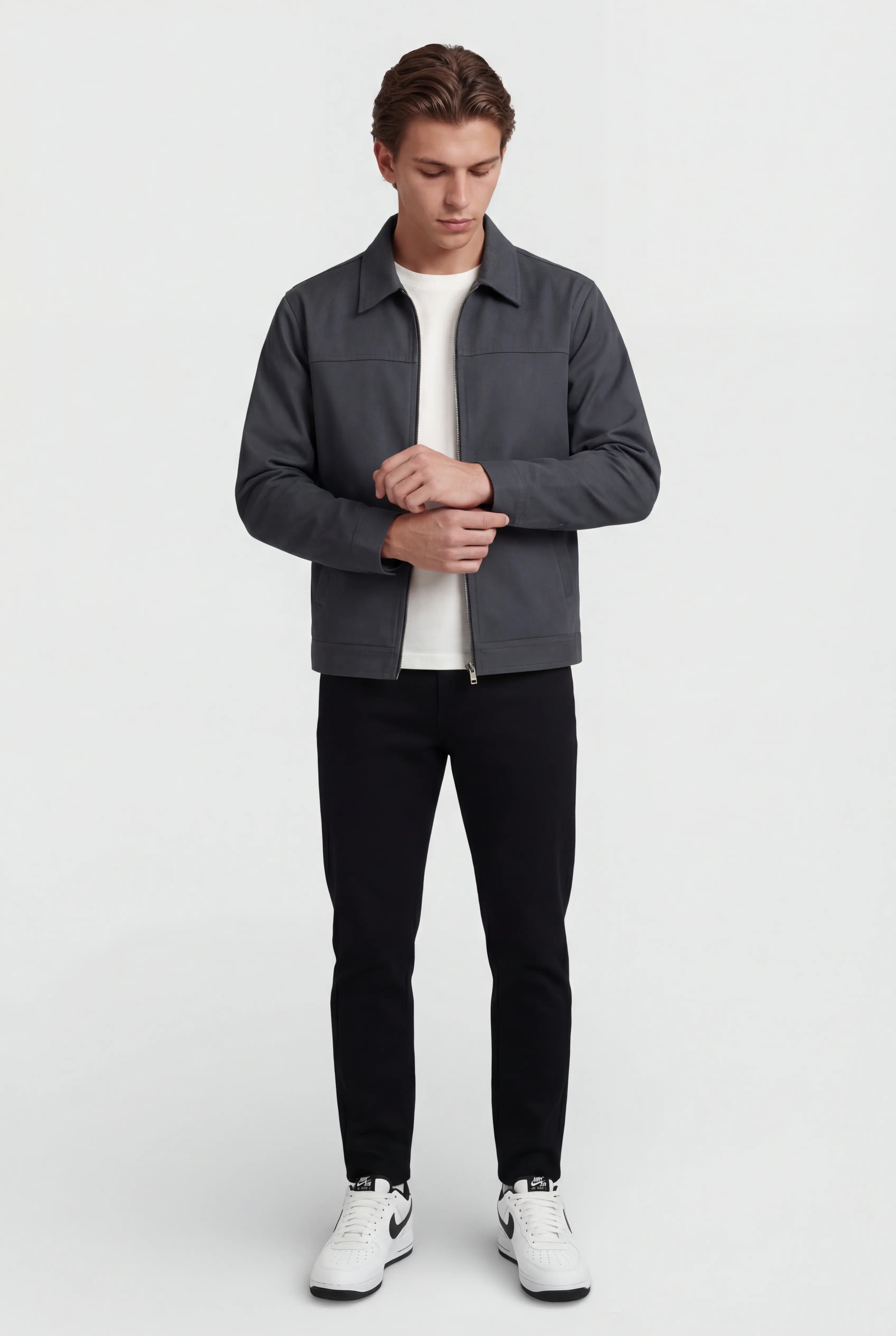 Letvægts Twill Jakke til Mænd – Mørkegrå – Regular Fit