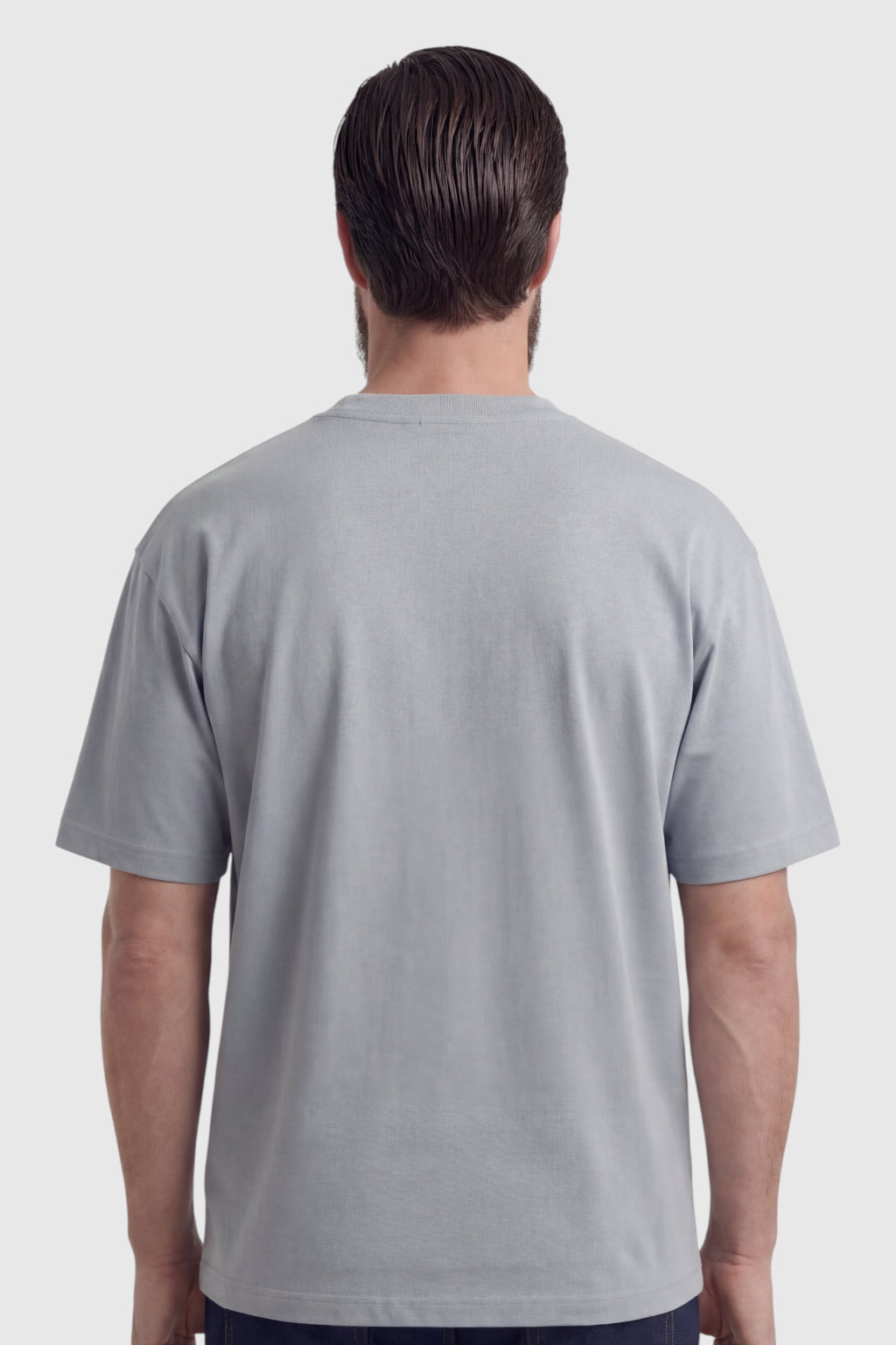 Herre T-shirt i Bomuld – Åndbar Kortærmet Rund Hals – Jerngrå