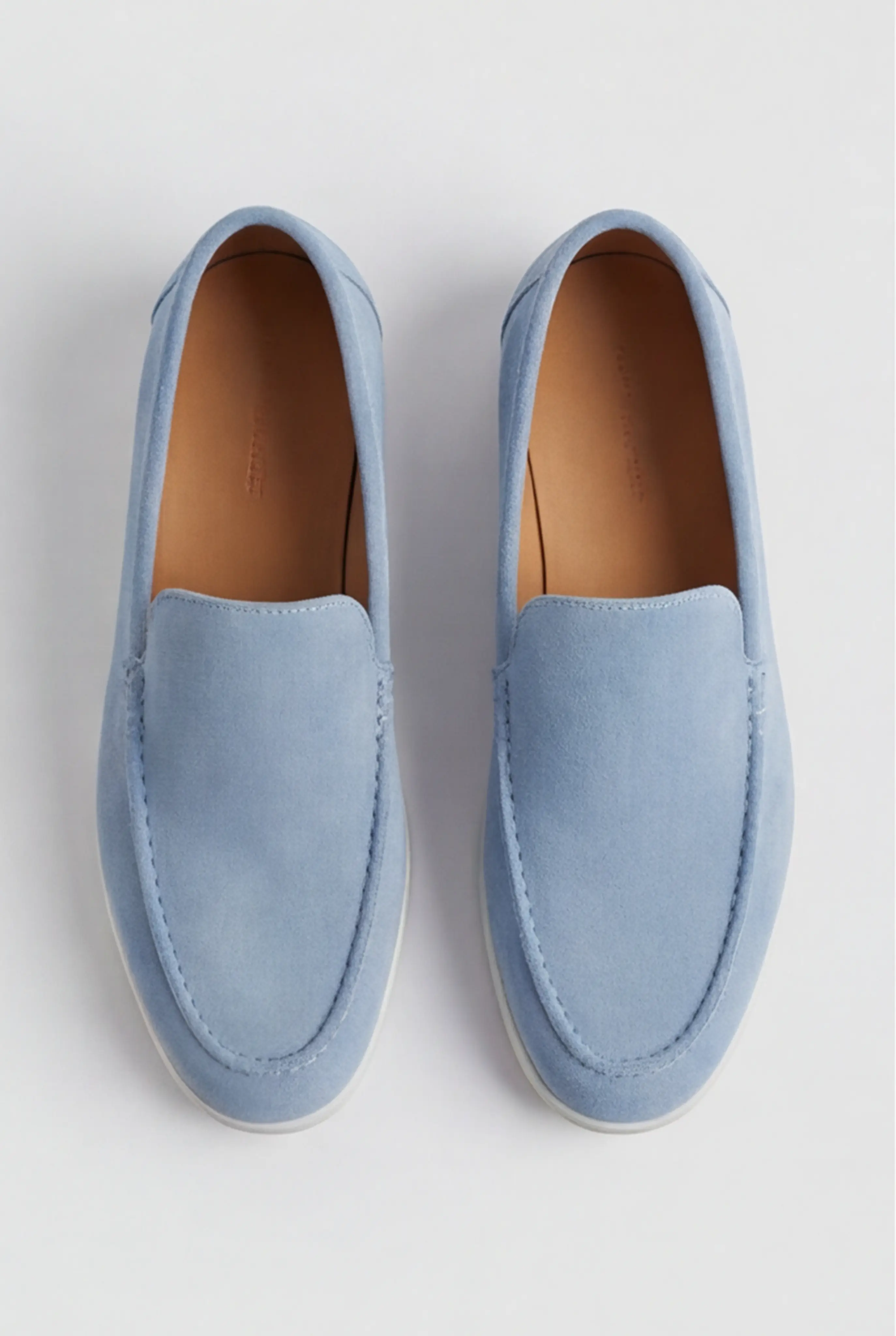 Casual Herre Loafers Slip-On – Lyseblå PU med Ruskindslook