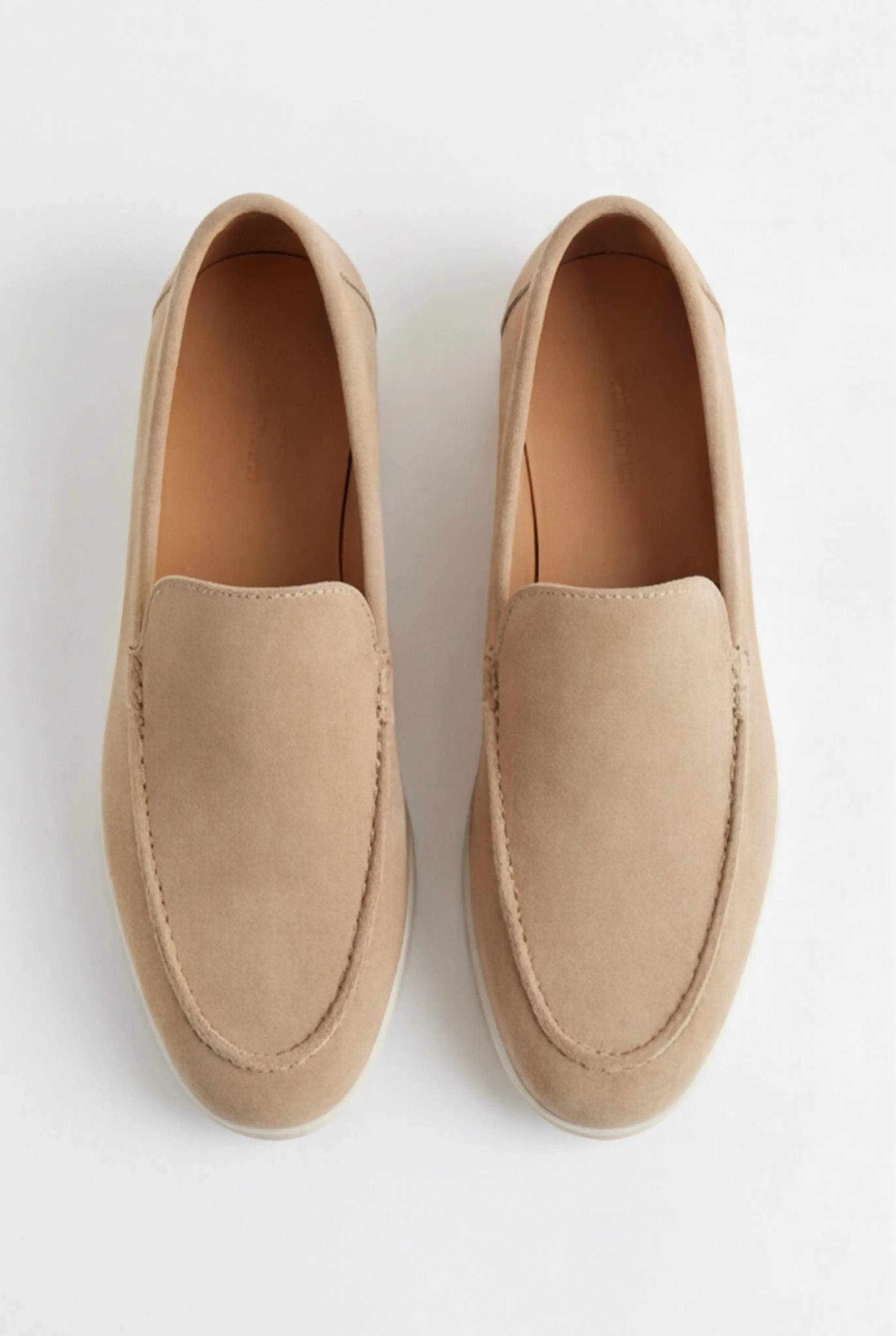 Casual Herre Loafers Slip-On – Beige PU med Ruskindslook