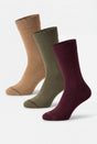 Chaussettes homme en bambou lot de 3 (camel, vert olive, bordeaux), douces, respirantes, Earth Trio