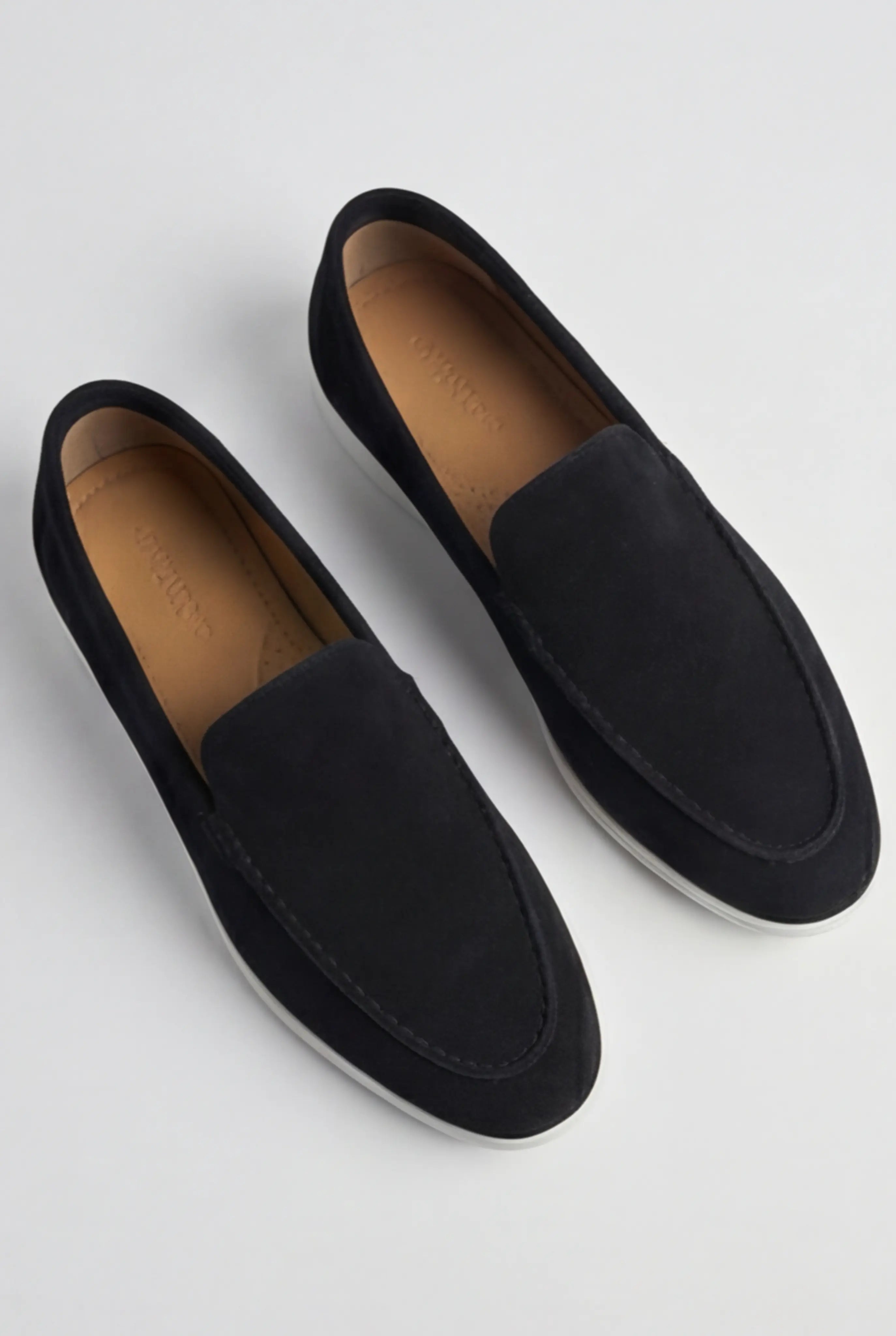 Casual Herre Loafers Slip-On – Sort PU med Ruskindslook