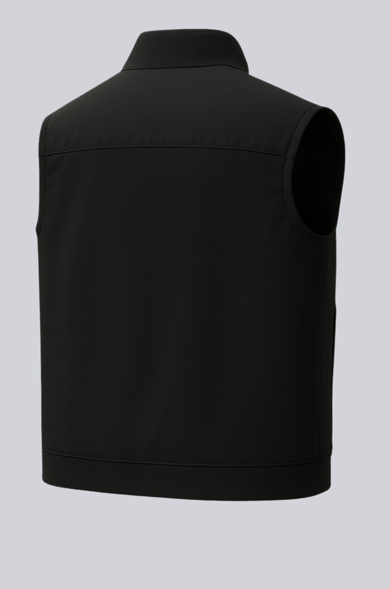 Herre Casual Ståkrave Vest med Lynlås – Sort Bomuldsblanding - - Veste - Valmont Wear