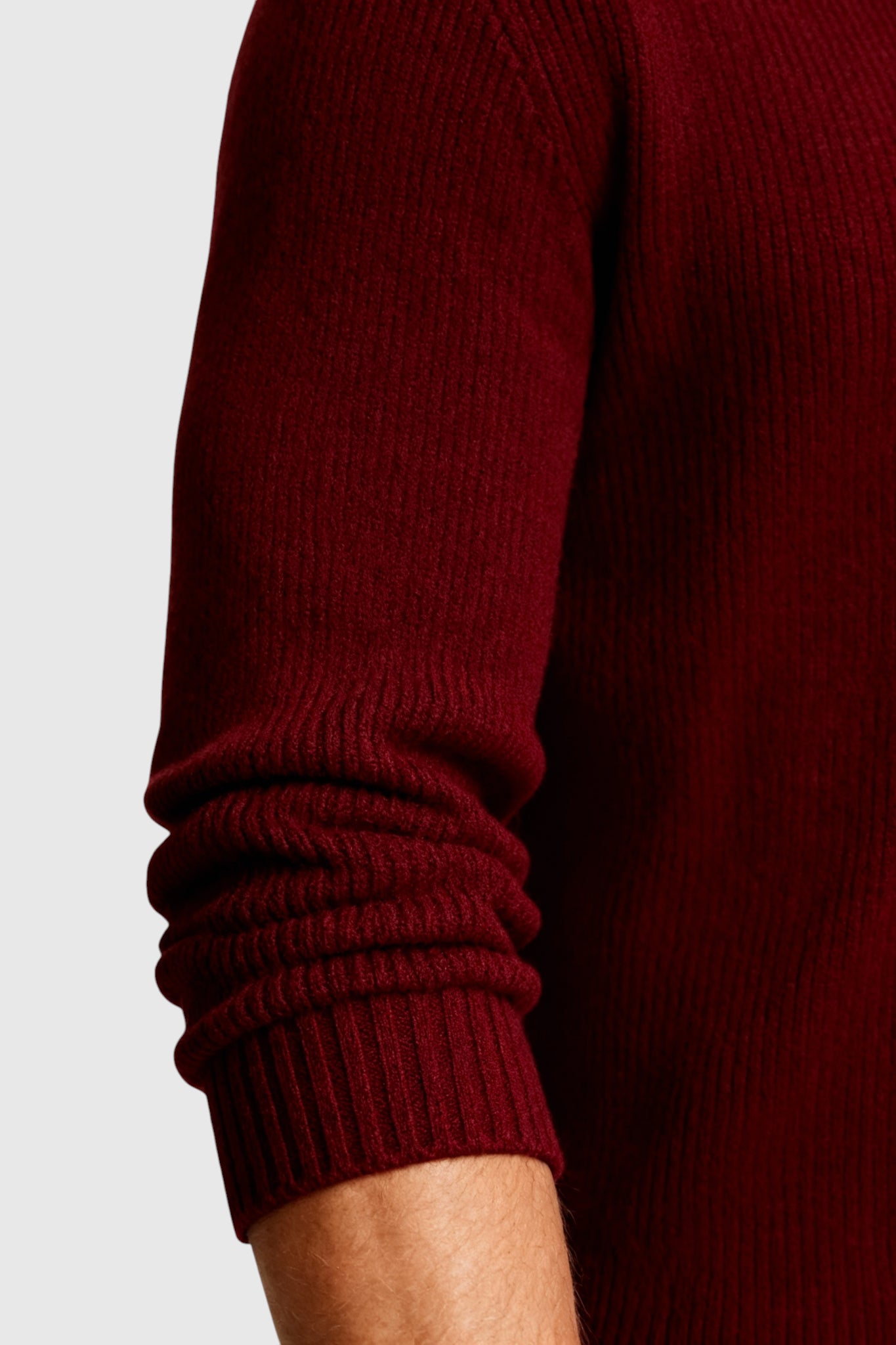 Herre Half-Zip Striktrøje med Ståkrave – Bourgogne