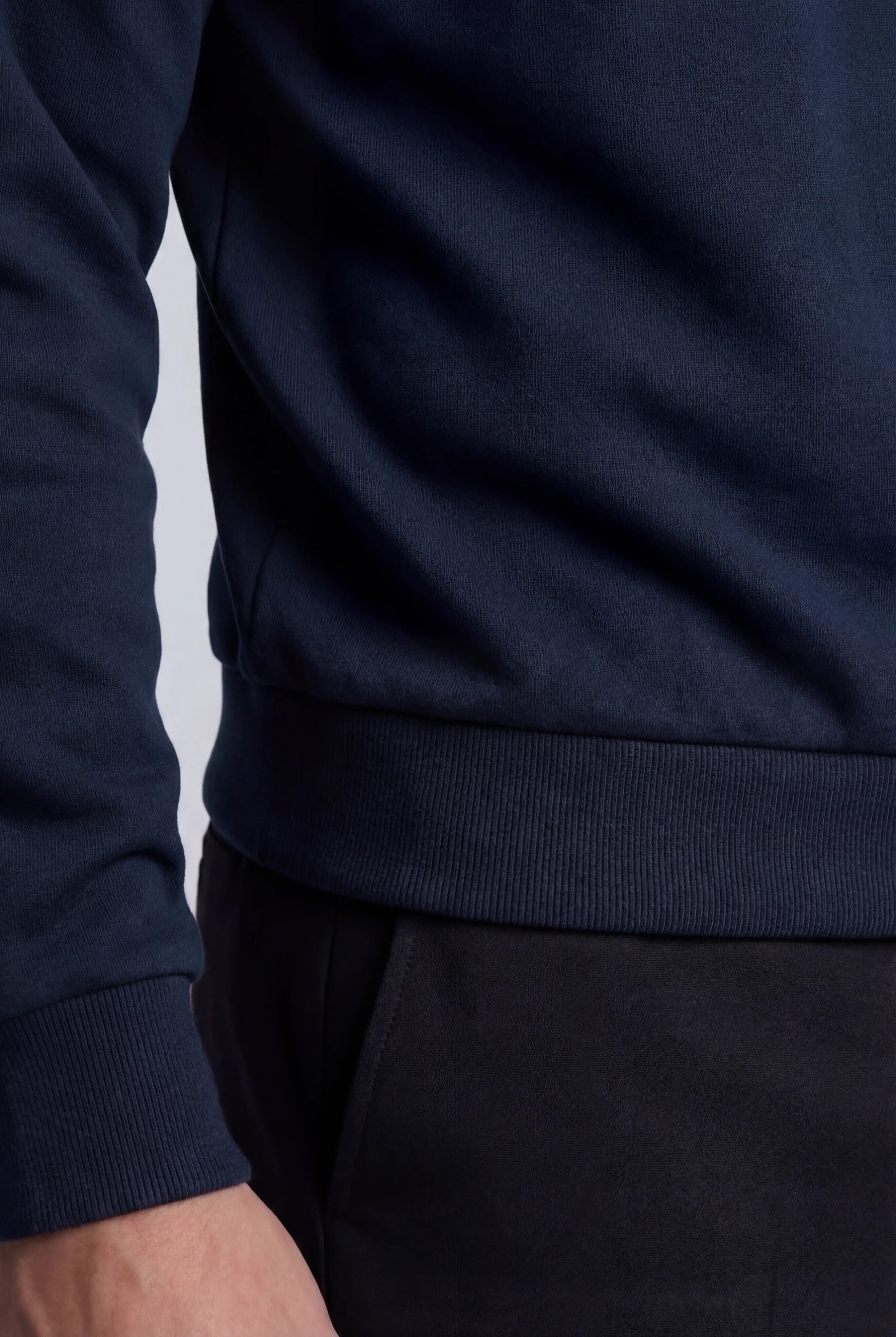 Herre Sweatshirt med Kontrastkrave og Polokrave – Mørkeblå