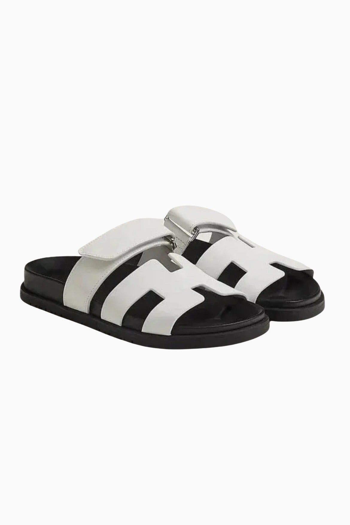 Herresandaler i Hvid Læder - H-Cut Tidløst Design