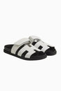 Häre Sandalen aus wäissem Lieder H-Cut - Zäitlecht Design & Komfort