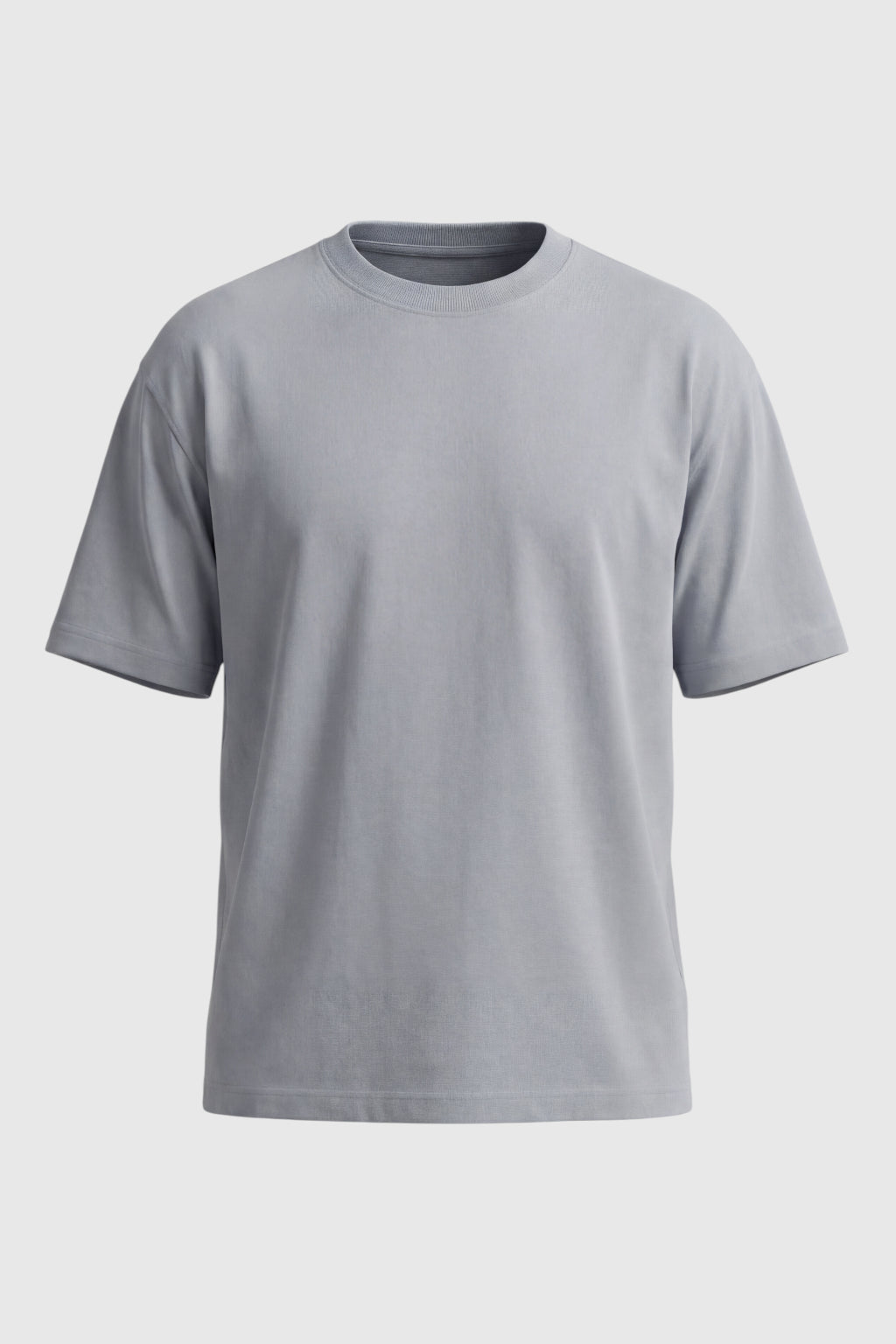 Herre T-shirt i Bomuld – Åndbar Kortærmet Rund Hals – Jerngrå