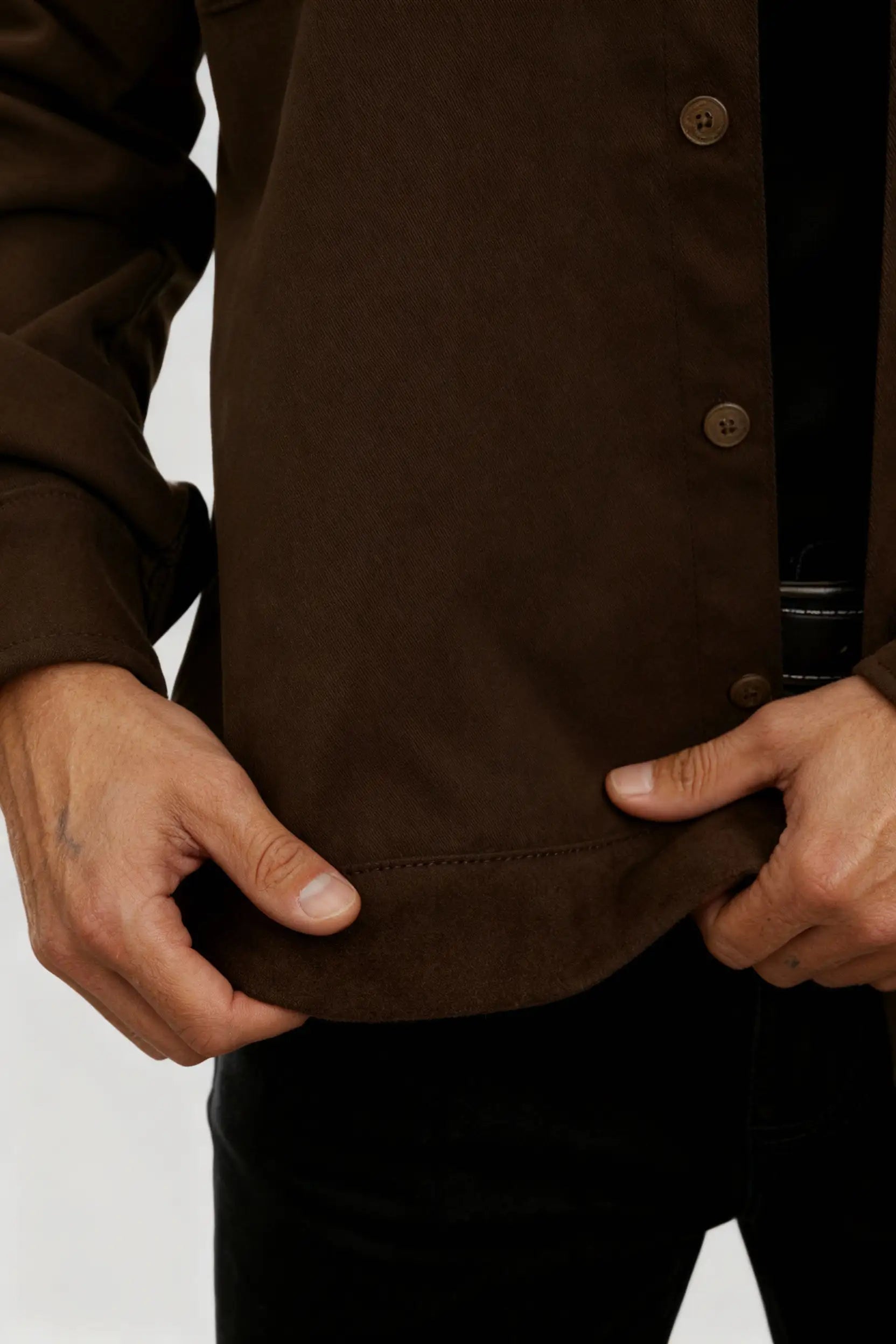 Coffee Brown Børstet Overshirt Jakke