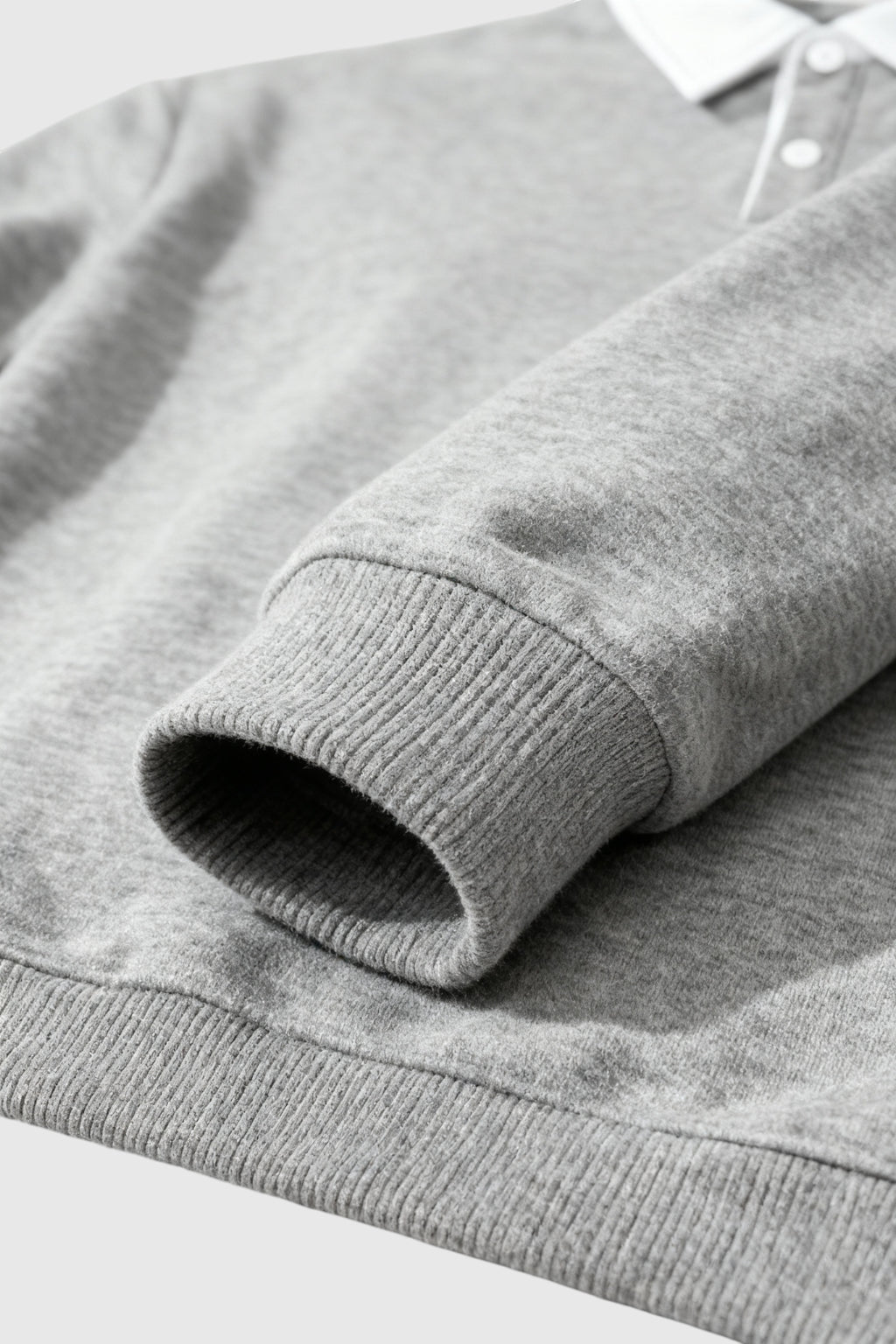 Herre Sweatshirt med Kontrastkrave og Polokrave – Grå