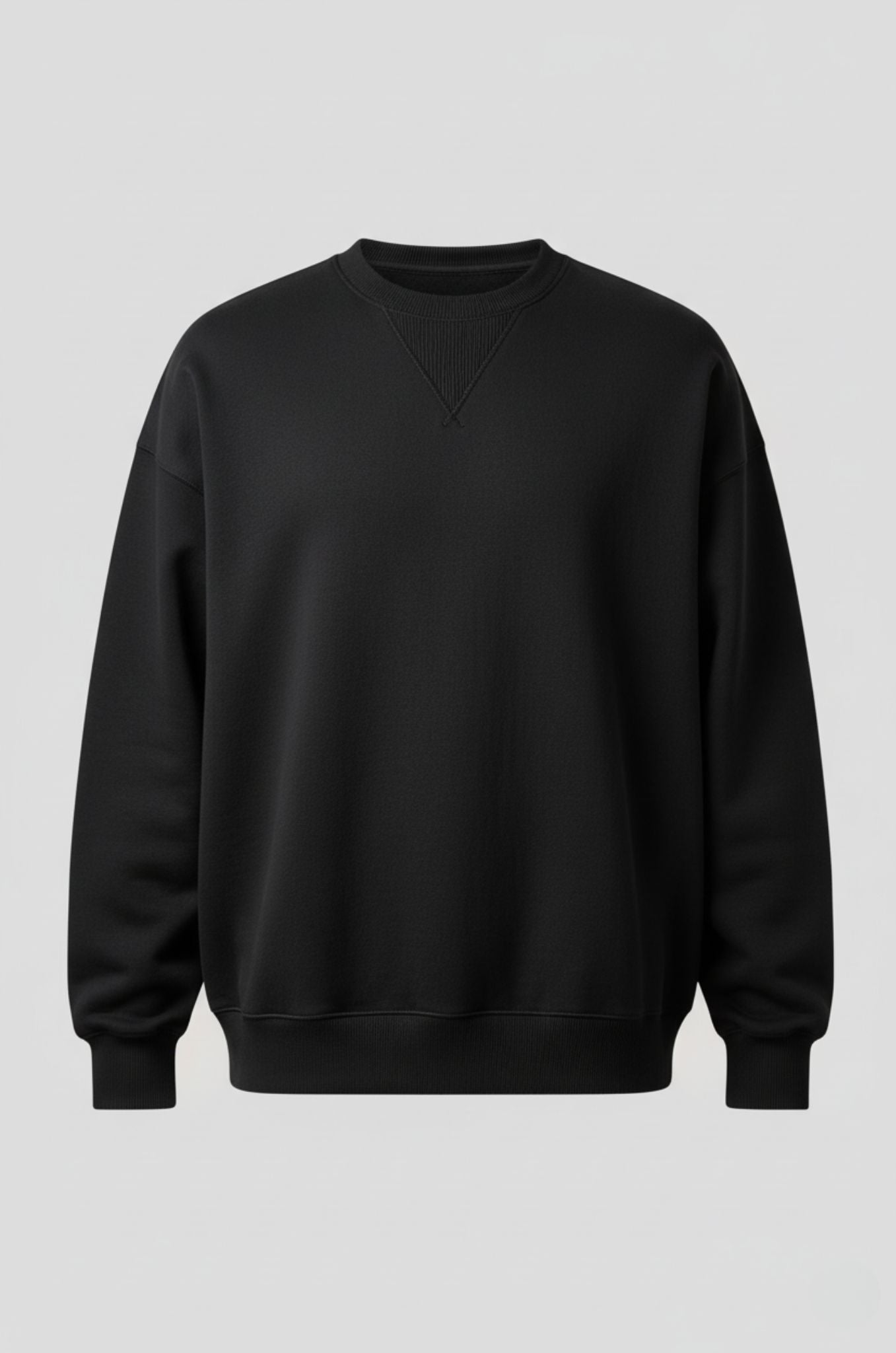 Herre Heavyweight Oversized Rundhalset Striktrøje – Sort - - Sweater - Valmont Wear