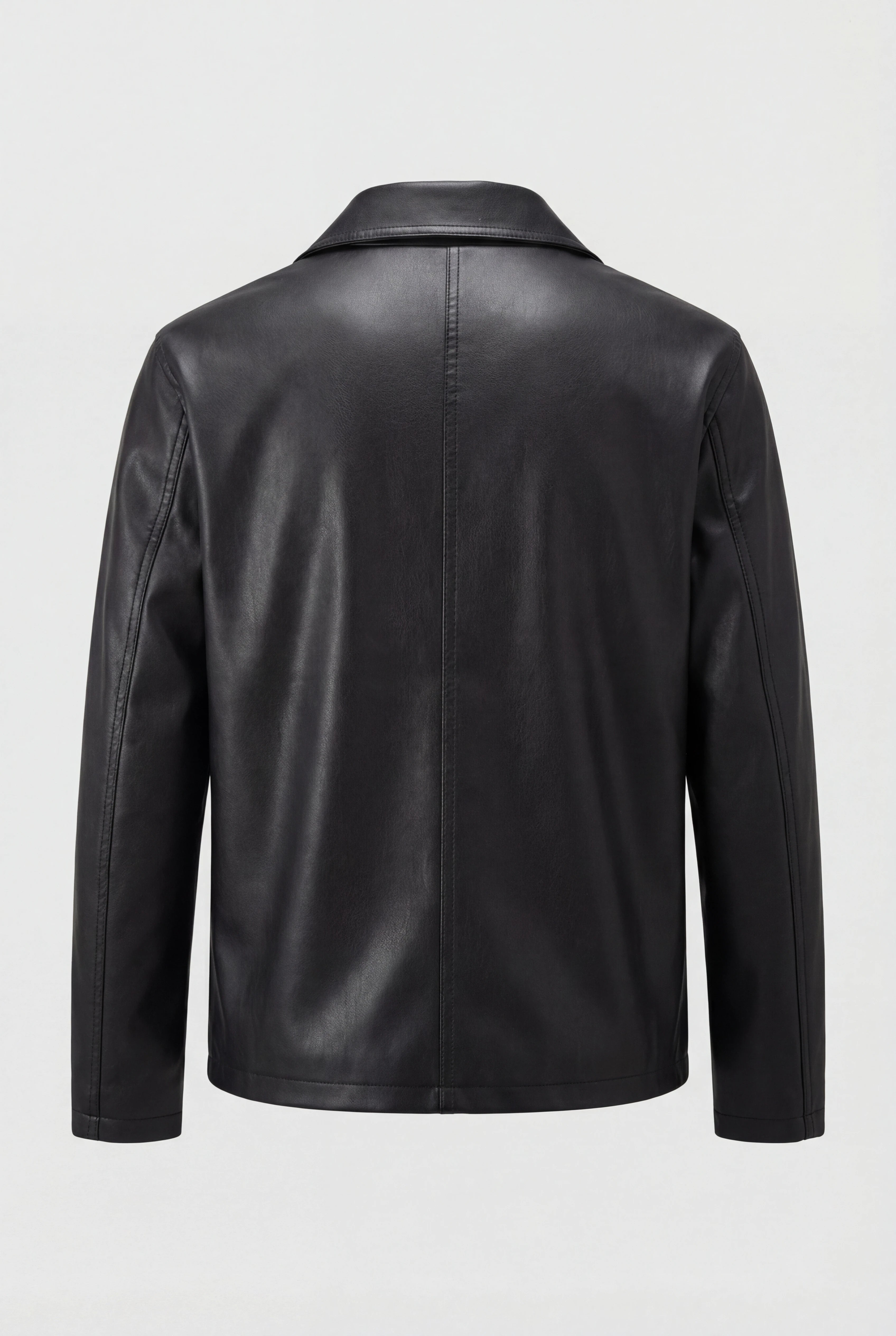 Herrejakke med læderlook og lynlåslukning – Sort