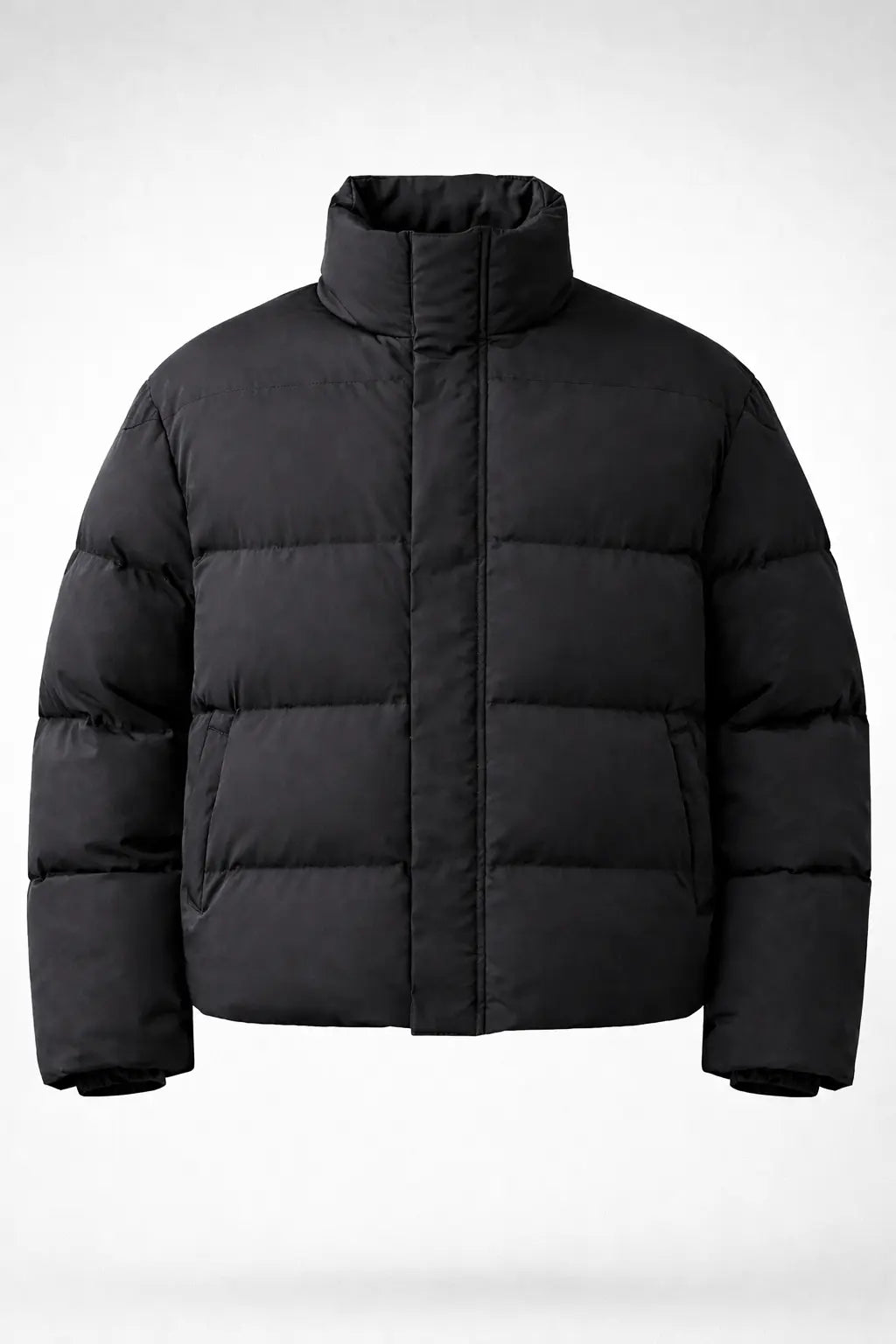 Herre Kort Quiltet Pufferjakke – Sort – Oversized Pasform