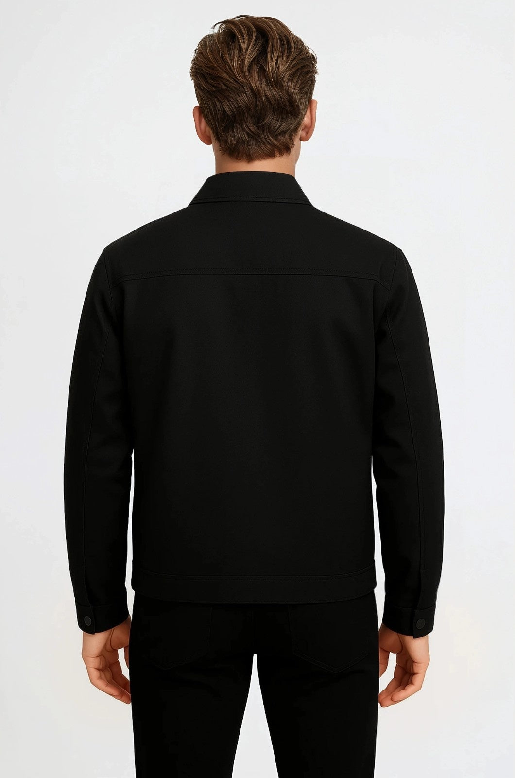 Letvægts Twill Jakke til Mænd – Sort – Regular Fit - - Jakker - Valmont Wear