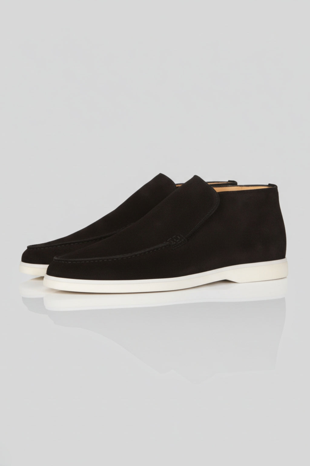 Herre Ruskinds Loafer Støvler – Slip-On Chukka Stil, Flad Hæl – Sort - Sort - Boots - Valmont Wear