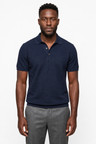 Hør Polo til Mænd i Marineblå - Premium Sommer Polo i Åndbart Hør - Marineblå - Polo skjorter - Valmont Wear