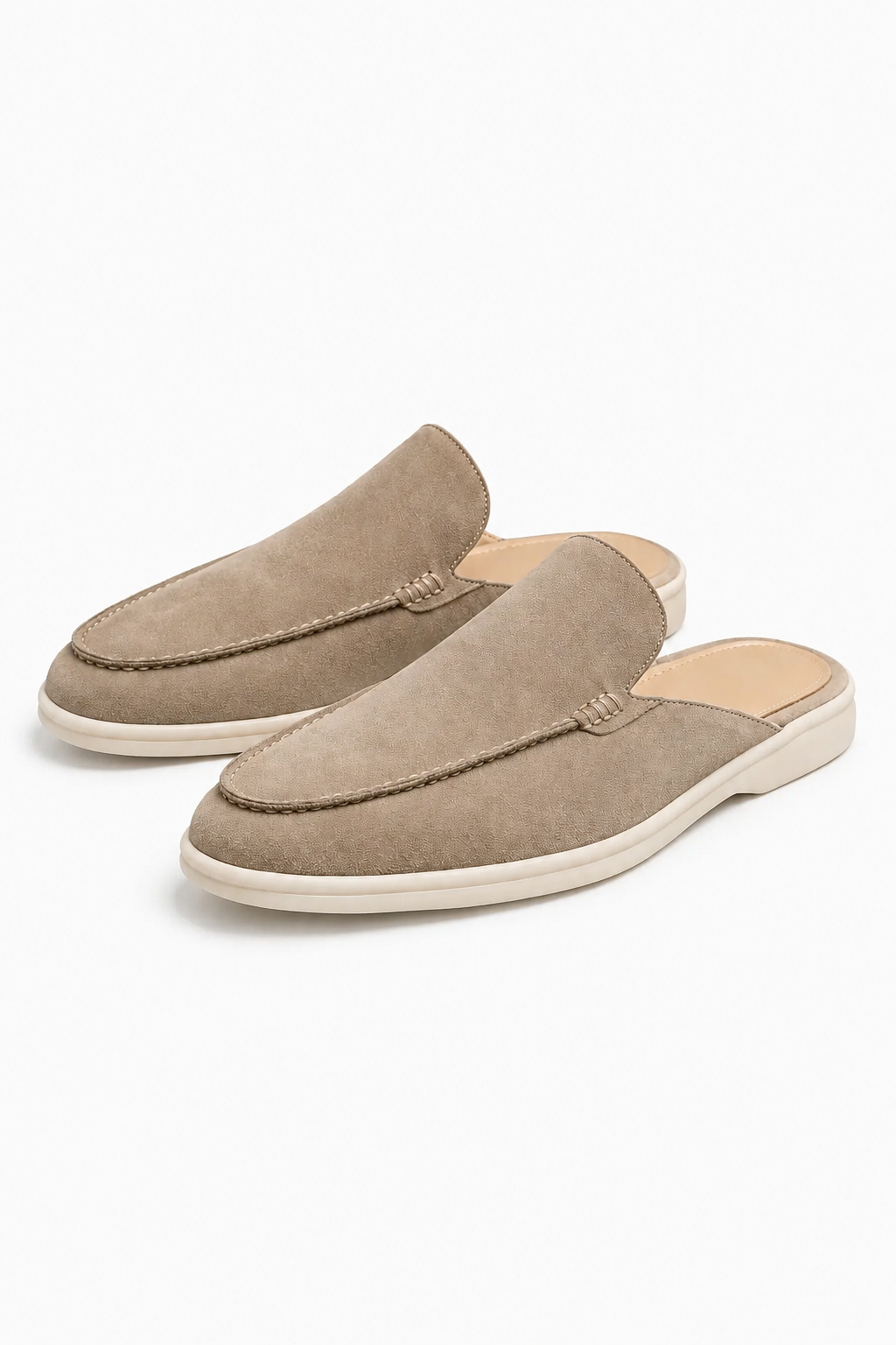 Mule Loafer til Mænd i Sand - Komfortabel Slip-On Sko med Åben Hæl - Sand - Sandaler - Valmont Wear