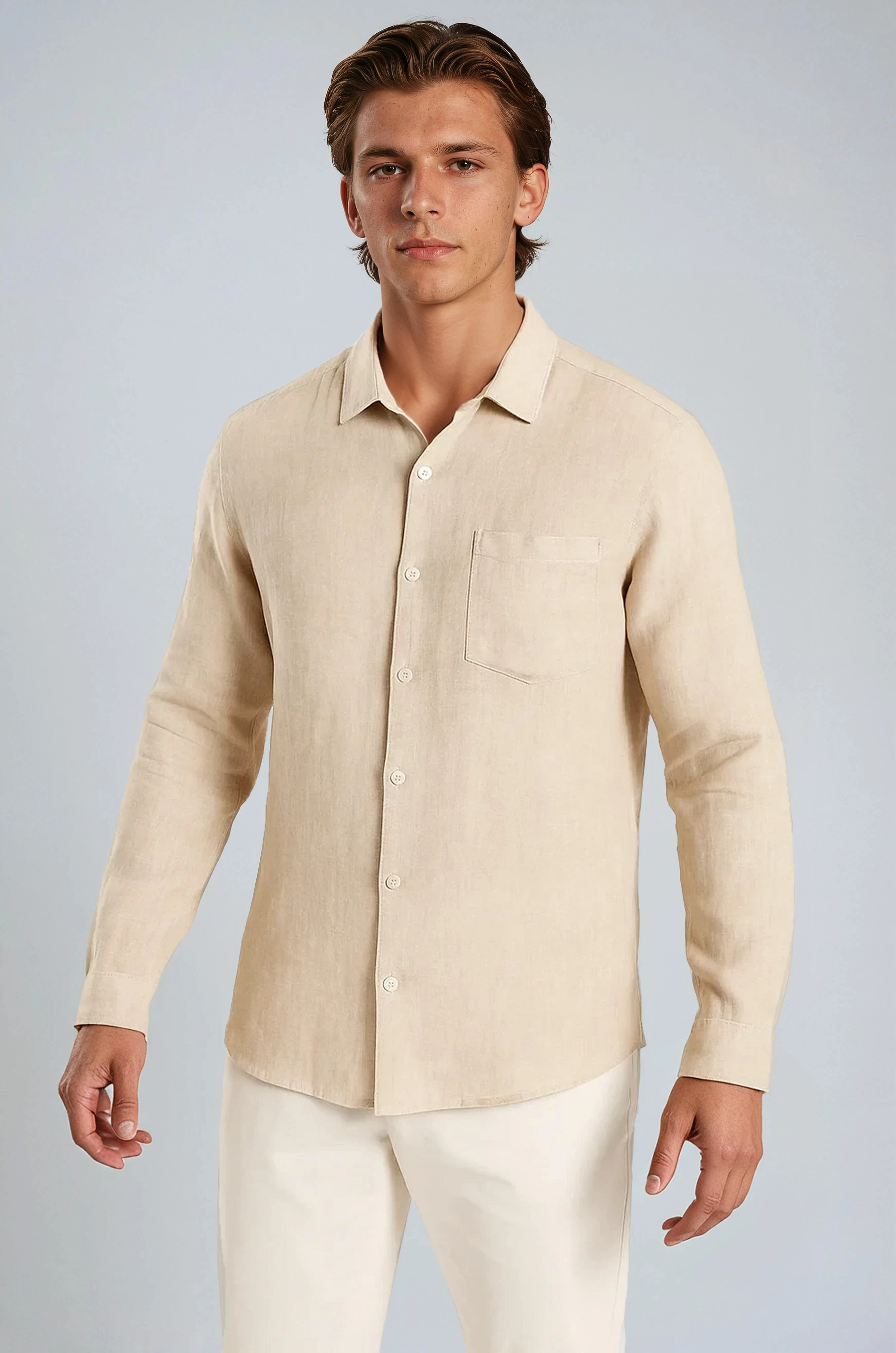 Monaco Linskjorte – Sand - Sand - Linskjorte - Valmont Wear