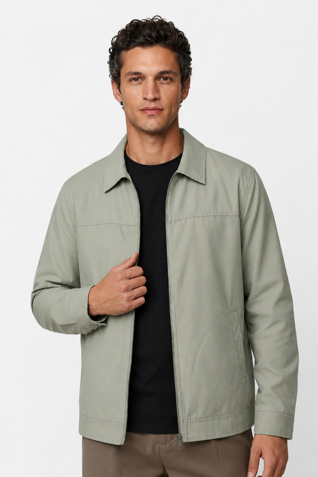 Herre Twill Jakke i Ærtegrøn Uld - Letvægts Regular Fit, Varm & Komfortabel - Ærtegrøn - Jakker - Valmont Wear
