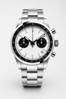 Herre Kronograf Ur i Rustfrit Stål – Hvid Panda Skive, Tachymeter, Dato & Lænke - - Ur - Valmont Wear