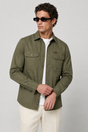 Kurtka męska oliwkowa z lnu – regular fit, overshirt