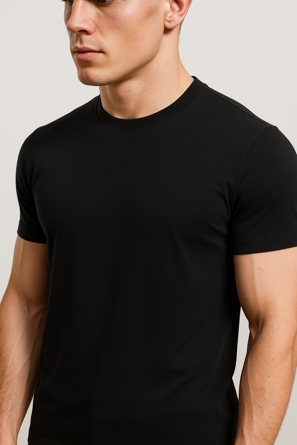 Herre Slim-Fit Merceriseret T-shirt i Sort - - T-shirts - Valmont Wear