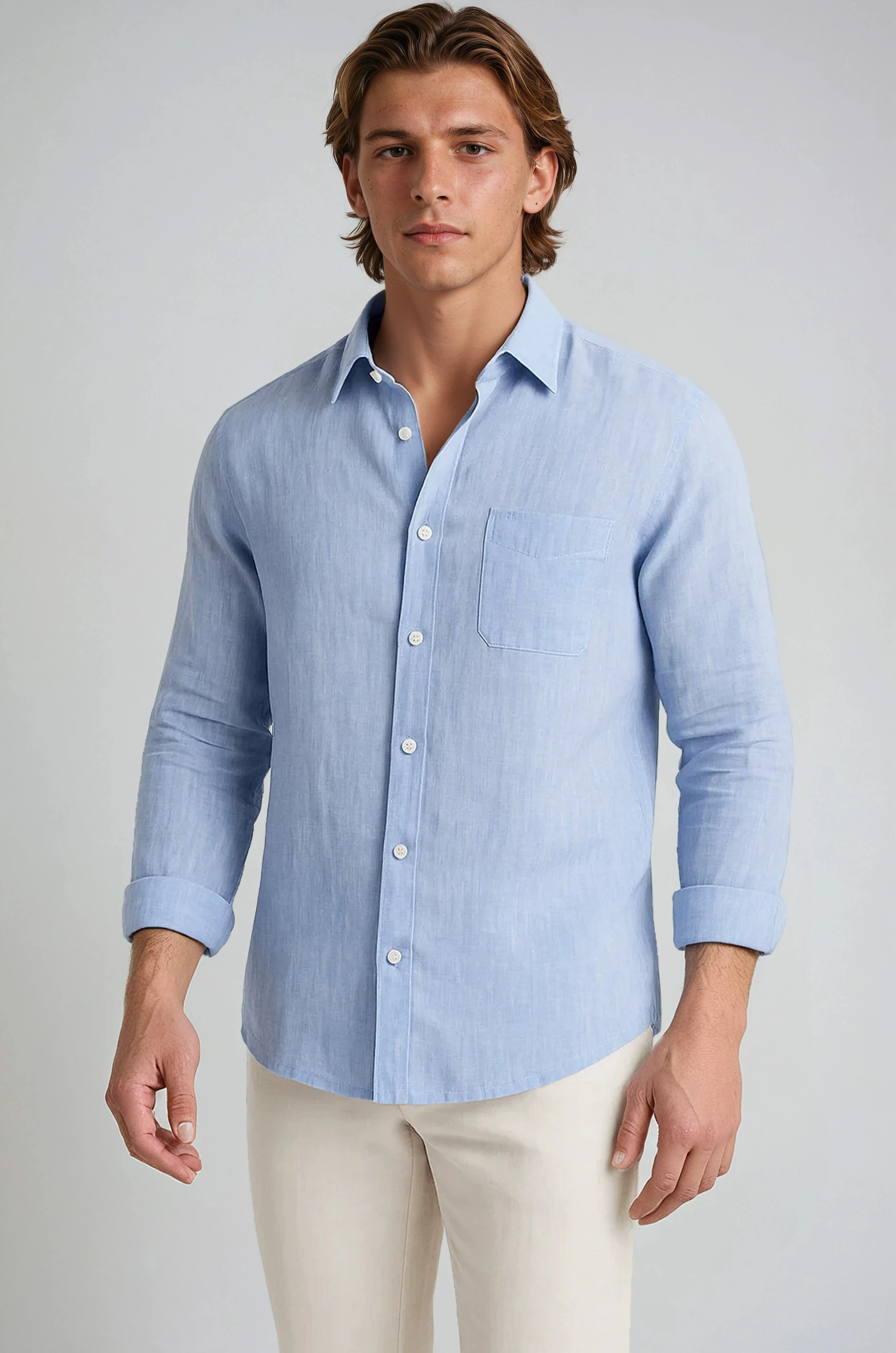 Monaco Linskjorte – Lyseblå - XXL - Linskjorte - Valmont Wear