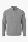 Half-Zip Striktrøje til Mænd – Grå, Blød Bomuld med Høj Krave - Grå - Sweatre - Valmont Wear