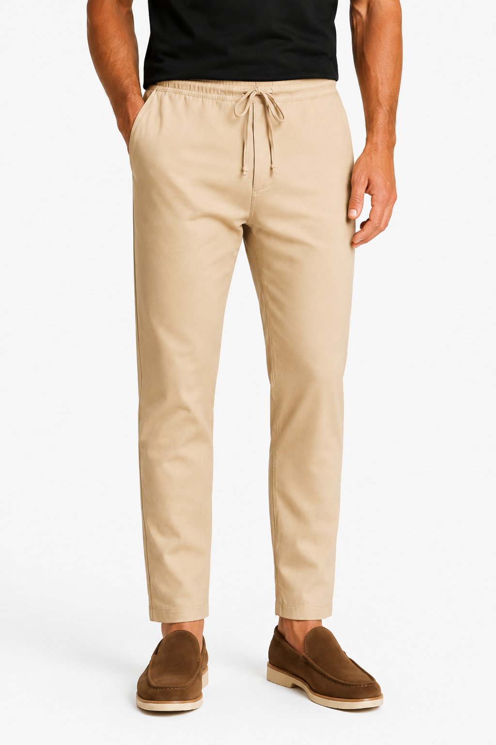 Bukser til Mænd - Beige - Uld - Regular Fit med Snøre - - Pants - Valmont Wear