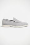 Lysegrå Ruskind Penny Loafers til Mænd - Håndlavede Italienske Herresko - - Shoes - Valmont Wear