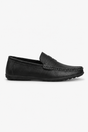 Mokasíny pánské černé – penny loafers, kůže, slip-on, protiskluzová podrážka