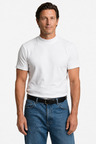 Hvid Ribstrikket Mock Neck T-Shirt til Mænd - Slim Fit Strik - - Herre T-shirts - Valmont Wear