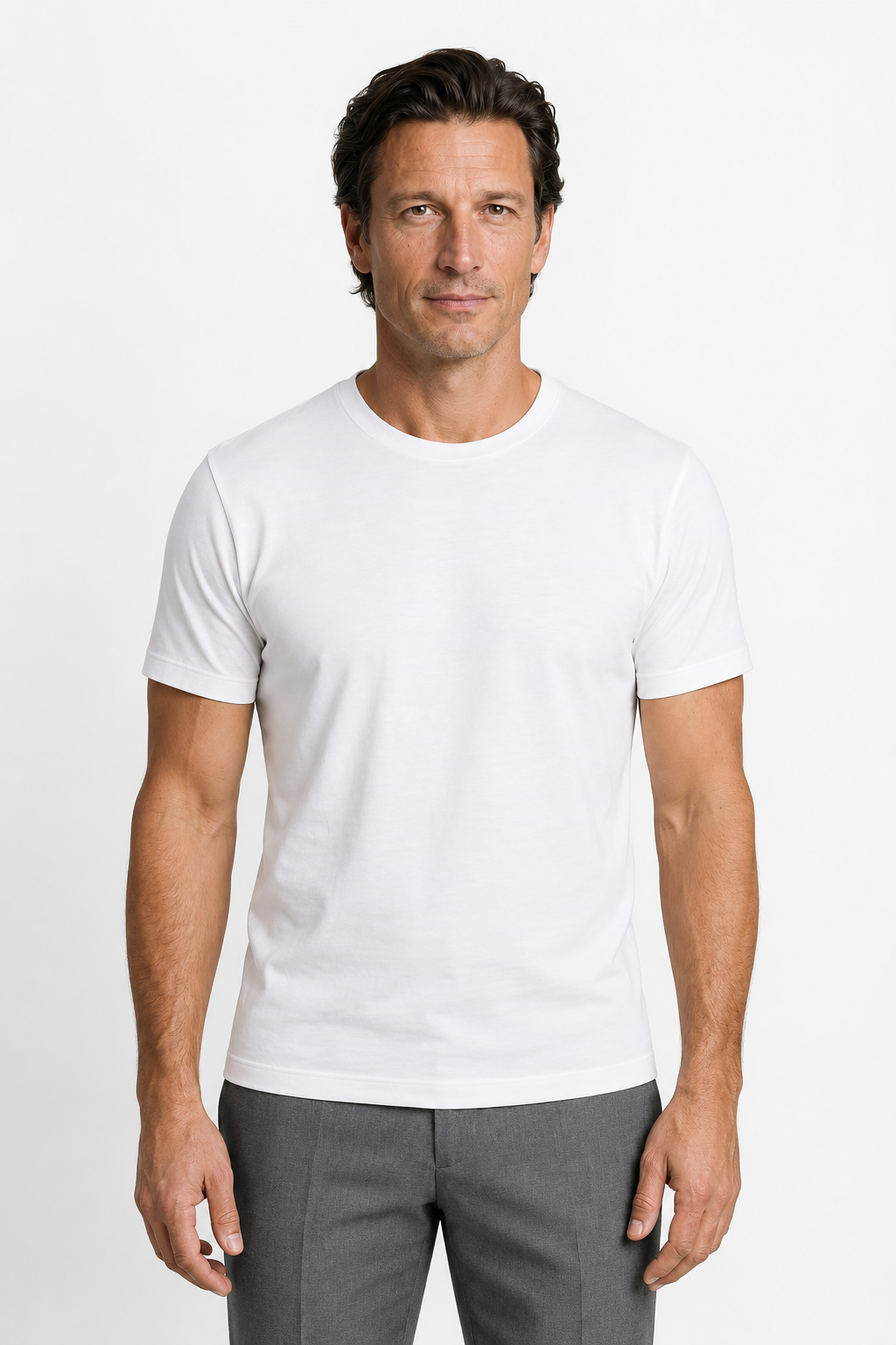White Slim Fit T-shirt for Men in Soft Cotton - - Herre T-shirts - Valmont Wear