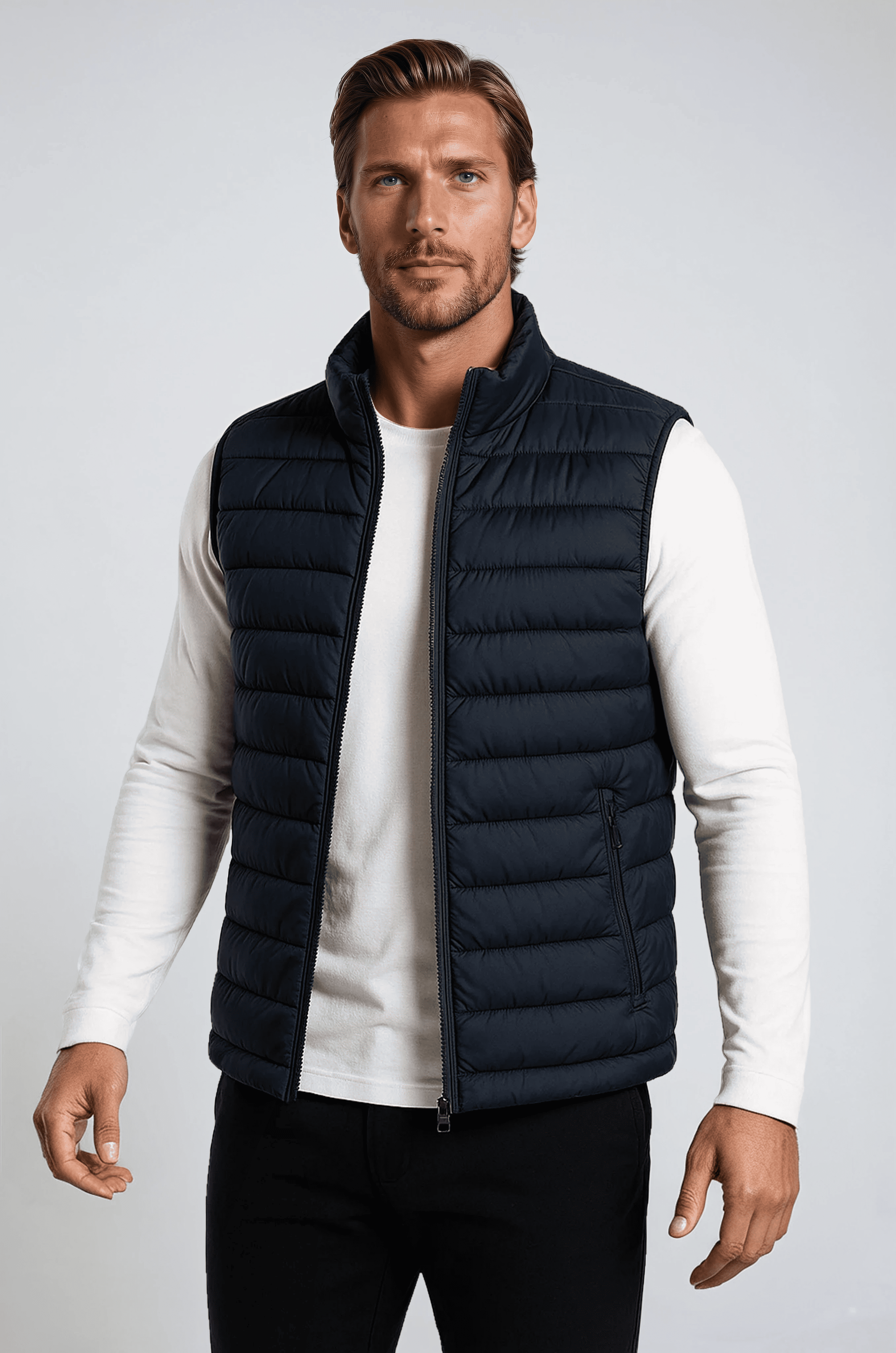 Premium Herre Marineblå Puffervest - - Puffer Vest - Valmont Wear