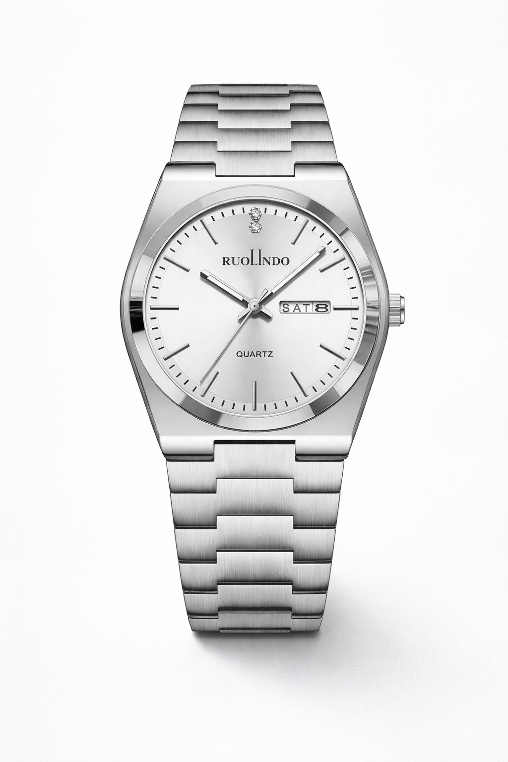 Men's watch in silver steel – Classic quartz watch with date for men - Premium quality, fast delivery
