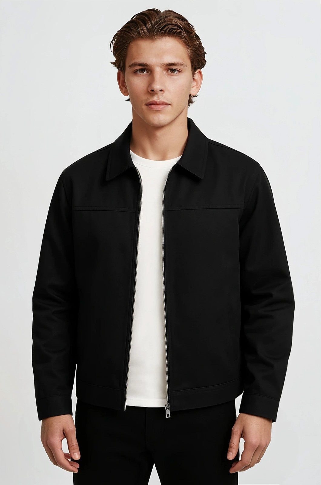 Letvægts Twill Jakke til Mænd – Sort – Regular Fit - Sort - Jakker - Valmont Wear