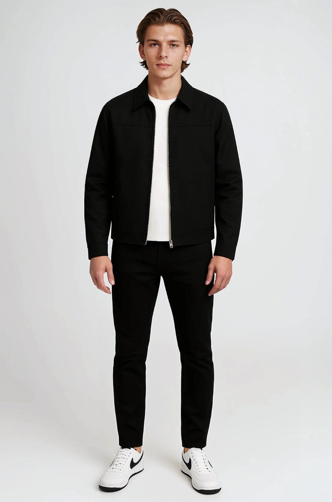 Letvægts Twill Jakke til Mænd – Sort – Regular Fit - - Jakker - Valmont Wear